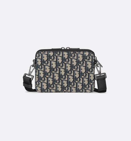 Pochette zippée à bandoulière Noir et Beige