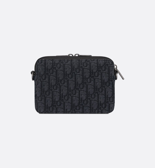 Pochette zippée à bandoulière Toile jacquard Dior Oblique noir II